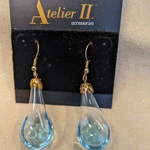 Brooks Atelier II Colorful liquid-filled pendant glass globe pierced earrings